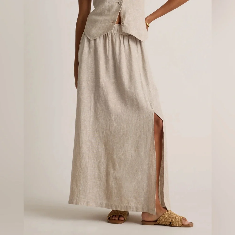 QUINCE NWT 100% european lInen maxi skirt -flax -medium - Picture 7 of 13